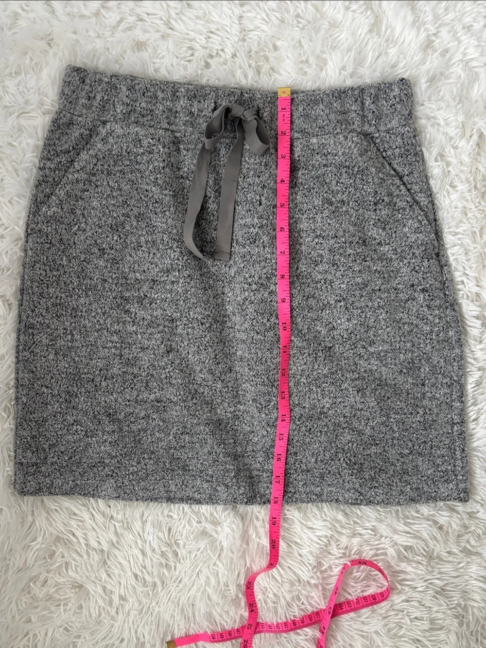 LOFT Gray Marled Knit Drawstring Mini Skirt